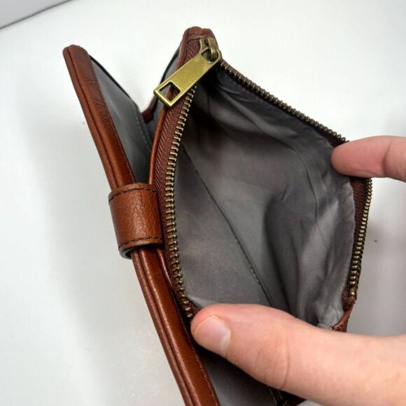 Fossil Lainie Brown Crossgrain Leather Organizer Credit Card Snap Clutch Wallet - Picture 11 of 15